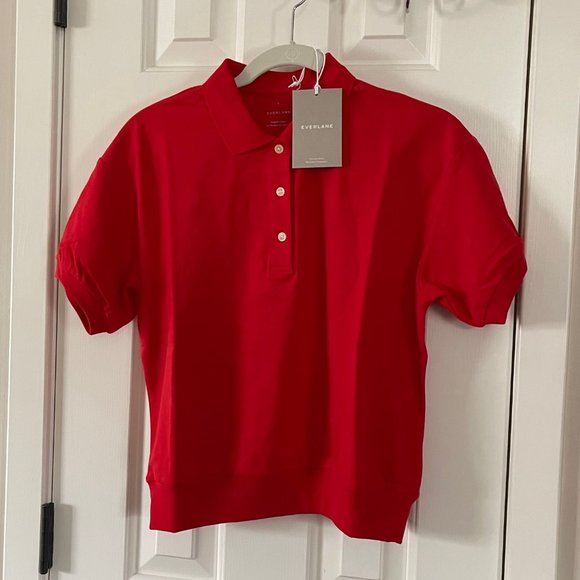Everlane Red The Oversized Polo Top Shirt Size Small New with Tags - Picture 6 of 11